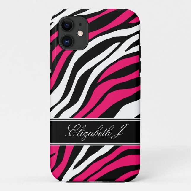 Zebra Print Mix Fuchsia iPhone 5 Case (Back)
