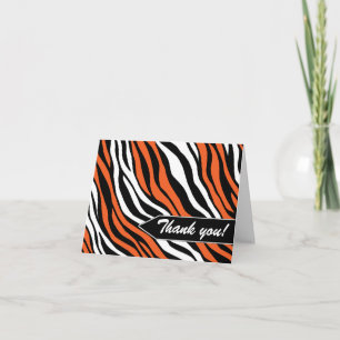 Zebra Print Mix Orange Thank You Cards