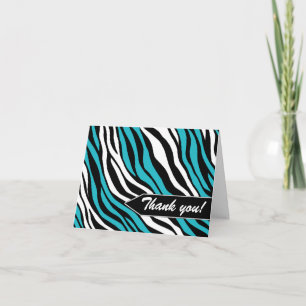Zebra Print Mix Turquoise Thank You Cards