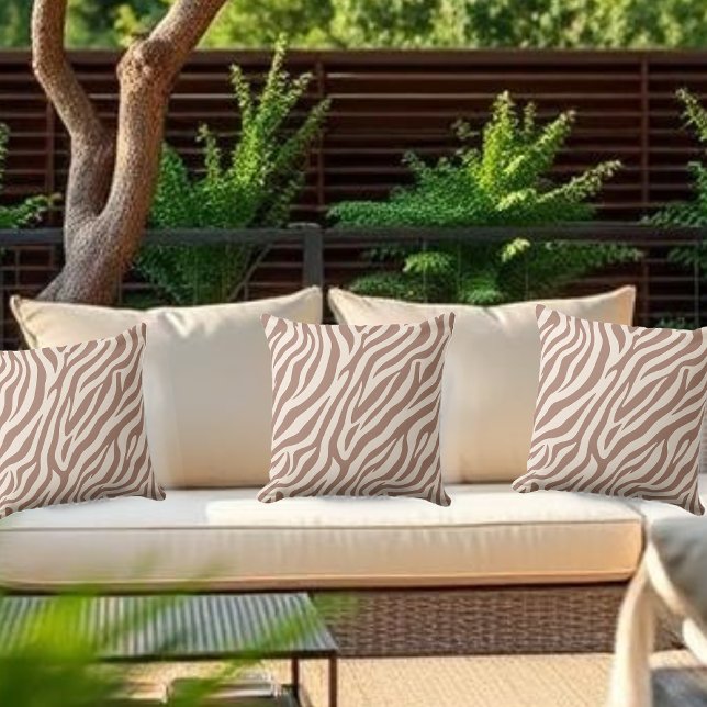 Zebra Print-Mocha Mousse Cushion (Zebra Print-Mocha Mousse Outdoor Pillow)