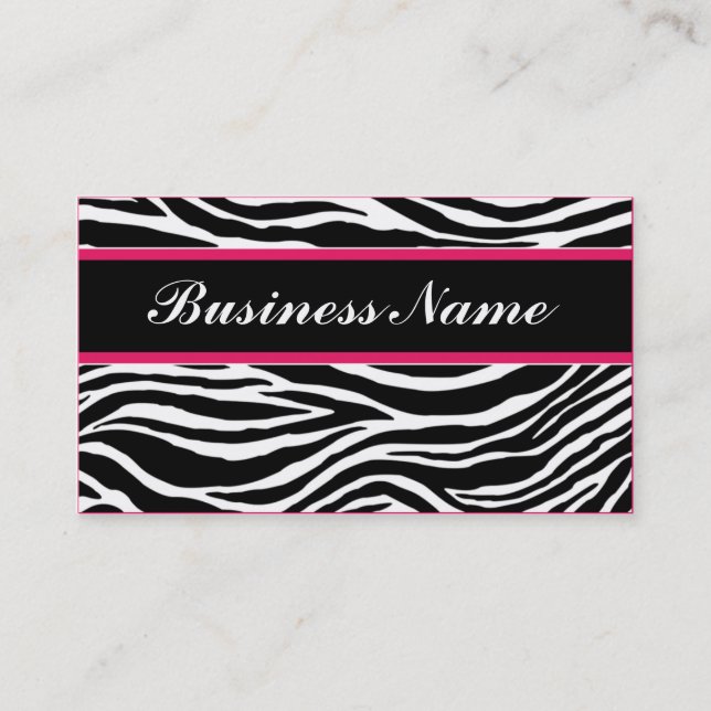Zebra Print Modern Elegant Stylish Classy Business Card (Front)