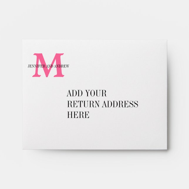 Zebra Print Monogram Wedding Invitation Envelopes (Front)