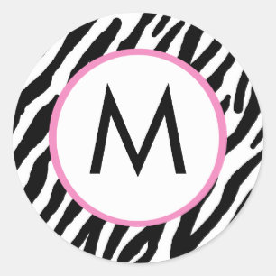 Zebra Print Monogrammed Stickers