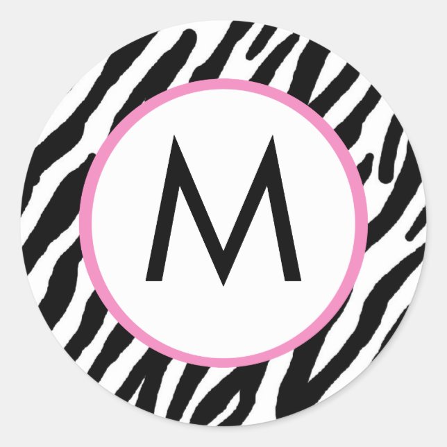 Zebra Print Monogrammed Stickers (Front)