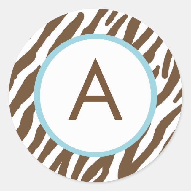 Zebra Print Monogrammed Stickers (Front)