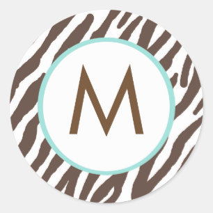 Zebra Print Monogrammed Stickers