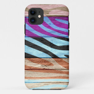 Zebra Print on Wood #22 iPhone 11 Case