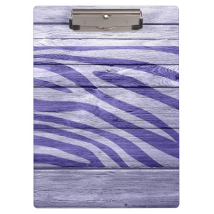 Zebra Print on Wood #5 Clipboard