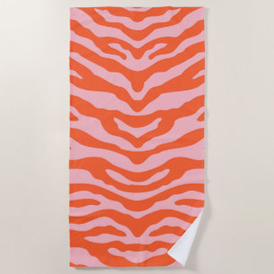 Zebra Print Orange and Pink Beach Towel