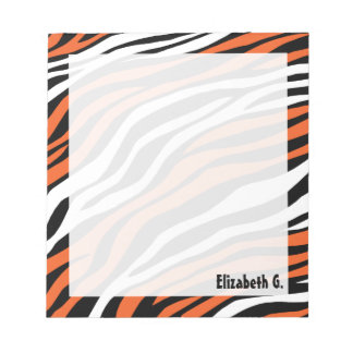 Zebra Print Orange Mix Personalised Notepad