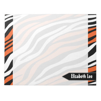 Zebra Print Orange Mix Personalised Notepad