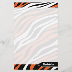 Zebra Print Orange Mix Personalised Stationery