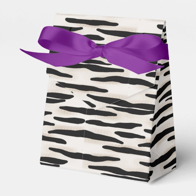 zebra print party favour box with bow (Front Side)