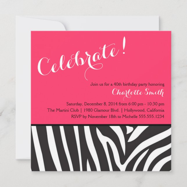 Zebra Print Party Invitation (Front)