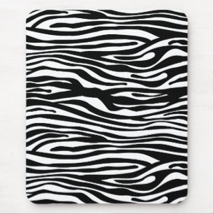 Zebra Print Pattern - Black and White Mouse Pad