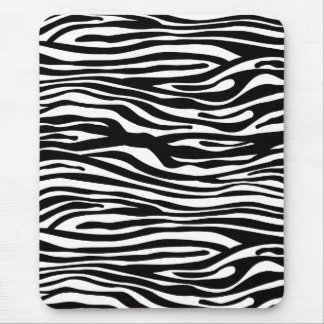 Zebra Print Pattern - Black and White Mouse Pad