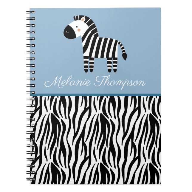 Zebra Print Pattern Custom Name  Notebook (Front)