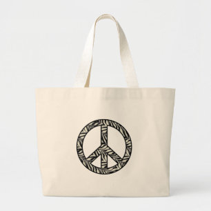 Zebra Print Peace Sign Tote