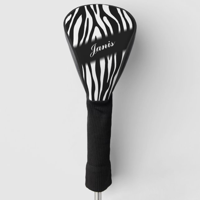 Zebra Print Personalised Golf Head Cover (Front)