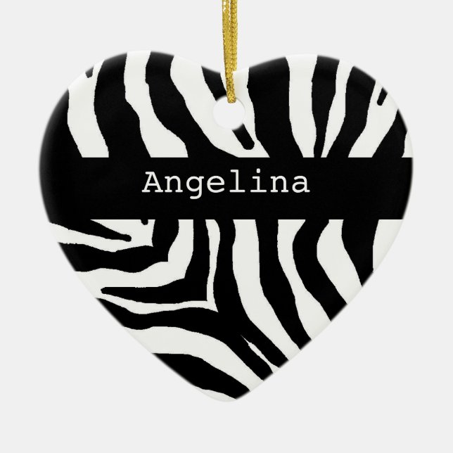 Zebra Print Personalised Name Ornament (Front)