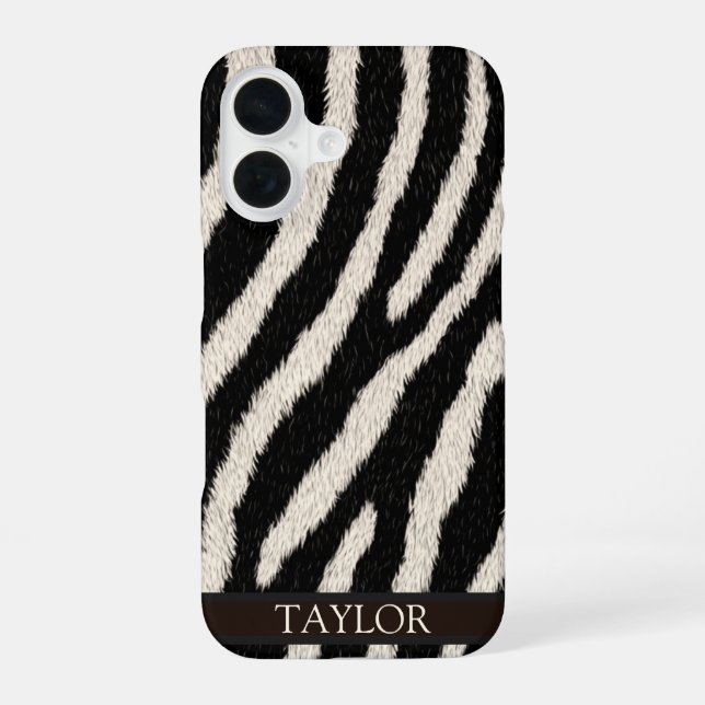 Zebra Print Phone Case with Custom Name (Back)