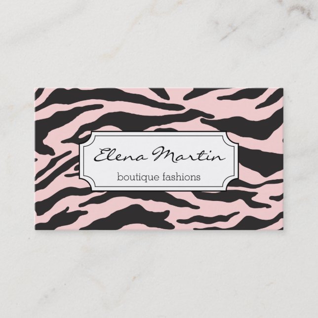 Zebra Print (pink) Business Card (Front)
