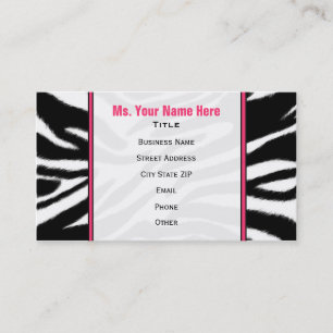 Zebra Print / Pink Fashion Business Card