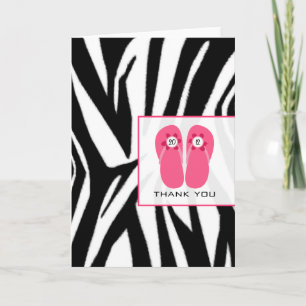 Zebra Print & Pink Flip Flops 2012 Thank You Card
