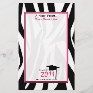 Zebra Print & Pink Graduation Stationery - 2011