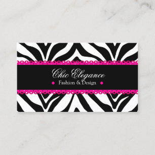 Zebra Print & Pink Lace Elegant Business Card