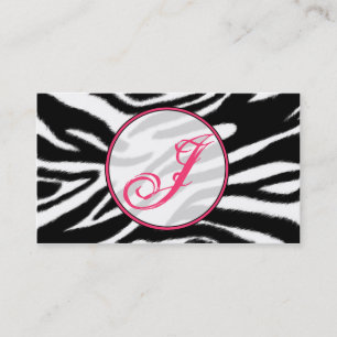 Zebra Print / Pink Monogram Fashion Business Card