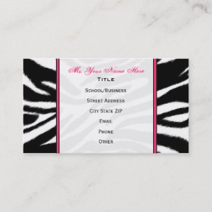 Zebra Print / Pink Teacher Fashion Business Card