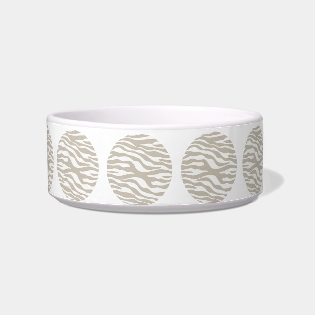 Zebra Print Polka Dots Cat Bowl (Left)