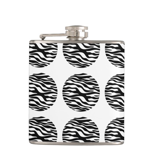 Zebra Print Polka Dots Flask (Front)