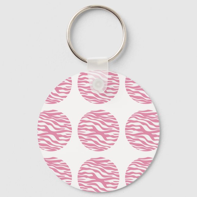 Zebra Print Polka Dots Keychain (Front)