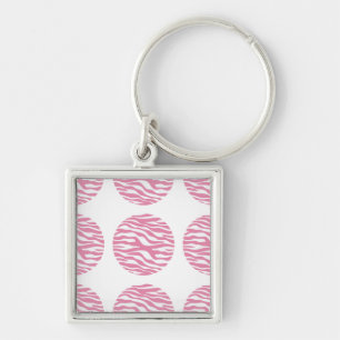 Zebra Print Polka Dots Premium Keychain