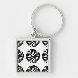 Zebra Print Polka Dots Premium Keychain