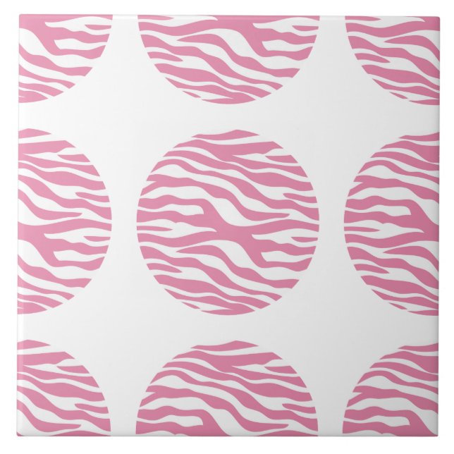 Zebra Print Polka Dots Tile (Front)