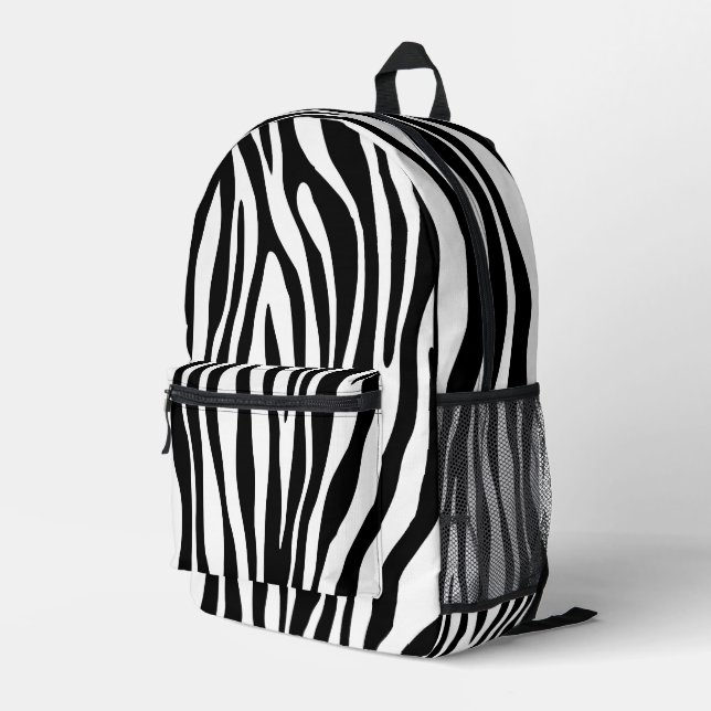 Zebra Print Printed Backpack (Back Corner Right)