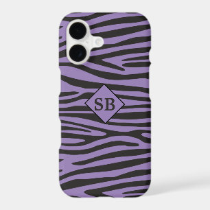 Zebra Print Purple Black Stripes Monogrammed