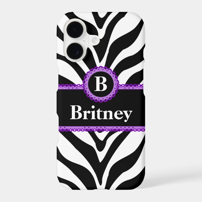 Zebra Print Purple Lace Monogram Name (Back)