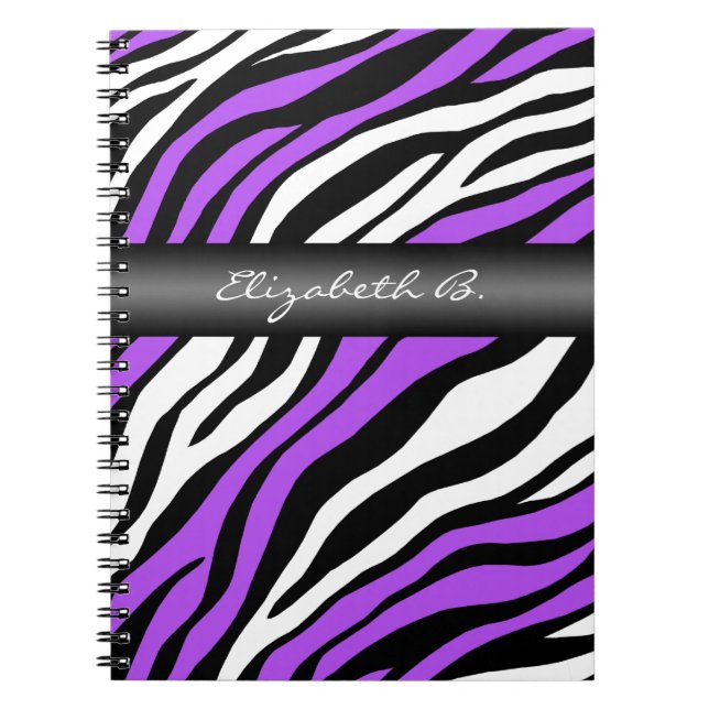 Zebra Print Purple Mix Personalised Notebook (Front)
