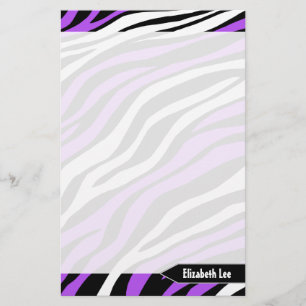 Zebra Print Purple Mix Personalised Stationery