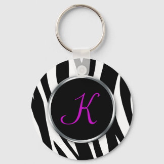 Zebra Print : Purple Monogram : Keychain