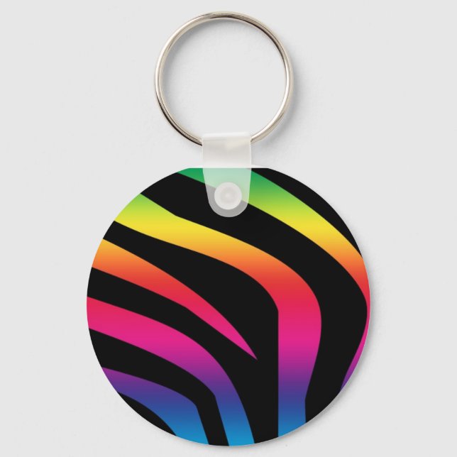 zebra-print-rainbow1 key ring (Front)