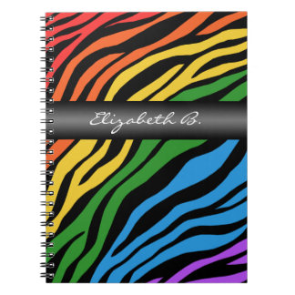 Zebra Print Rainbow Mix Personalised Notebook