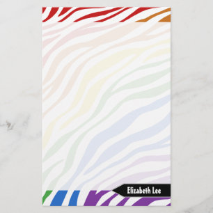 Zebra Print Rainbow Mix Personalised Stationery