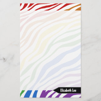 Zebra Print Rainbow Mix Personalised Stationery