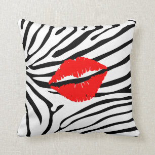 Zebra Print Red Lipstick PrintPersonalize on  Back Cushion