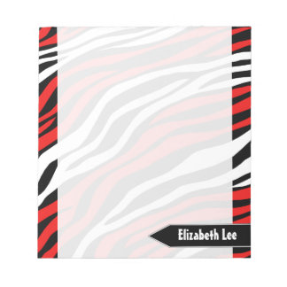 Zebra Print Red Mix Personalised Notepad
